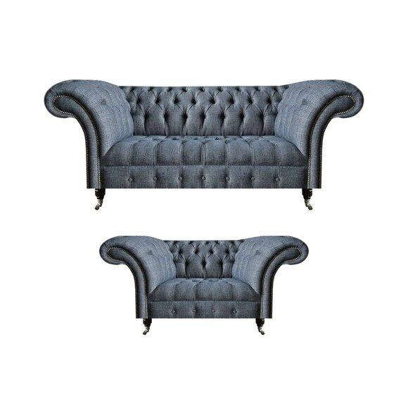 Wohnzimmer Chesterfield Sofas Designer Polster Garnitur 3-Sitzer 2-er