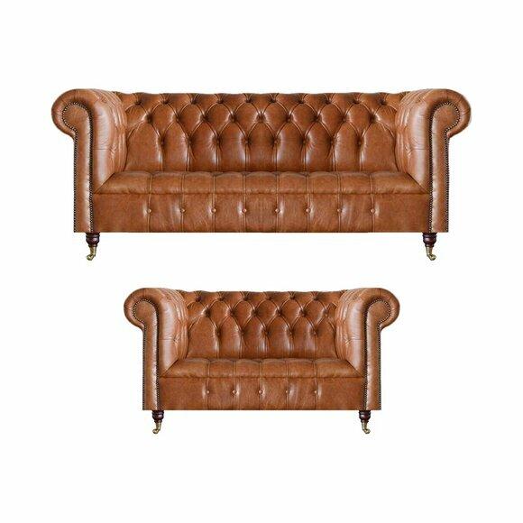 Chesterfield Kunstleder Garnitur Designer Sofas Luxus 2-Sitzer Couch