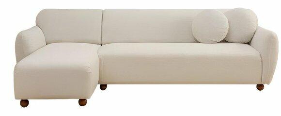 Ecksofa L-Form Modern Design Stil Weiß Wohnzimmer Textil Holz Material