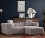 Wohnzimmer Set 2tlg 3-Sitzer mit Hocker Modern Design Grau Einfarbig