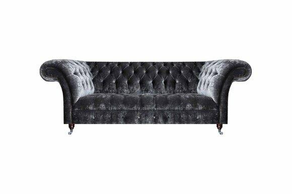 Dunkelgraue Chesterfield Wohnzimmer Polstercouch Designer Sitzmöbel