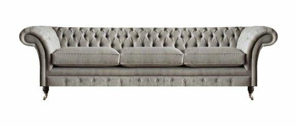 Chesterfield Grauer Dreisitzer Wohnzimmer Polstersofas Designer Couchen