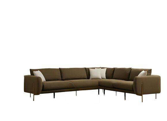 Dunkelgrünes Ecksofa Modernes Polstersofa Edle Wohnzimmer Couch L-From