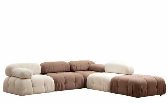 Braun-Weißes Ecksofa Designer Wohnzimmer L-Form Moderne Couch Möbel