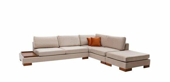 Beiges Stoffsofa Designer L-Form Couch Wohnzimmer Polster Stilvolle Couch