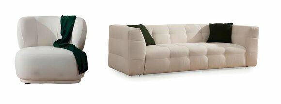 Moderne Wohnzimmer Weiße Couchgarnitur Designer Dreisitzer Edler Sessel