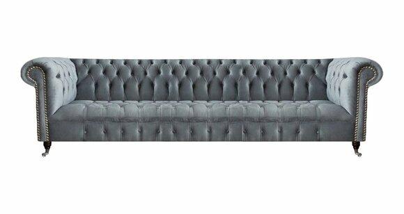 Chesterfield Luxus Viersitzer Grau Sofa Couch Wohnzimmer Einrichtung