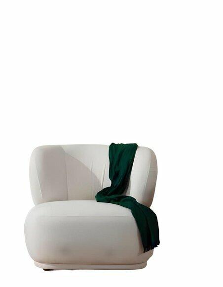 Weißer Loungesessel Wohnzimmer 1-Sitzer Textil Einsitzer Designer Möbel