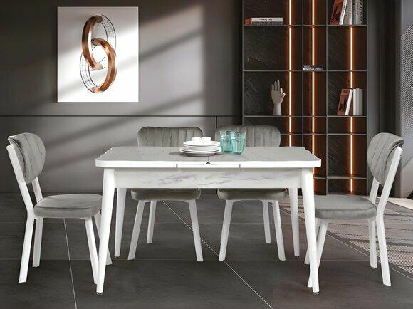 Weißer Exklusiver Esstisch Esszimmer Designer Holz Ausziehbbare Platte