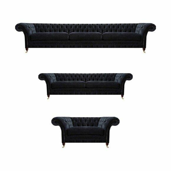 Schwarze Chesterfield Sofas Designer Wohnzimmer Polstercouchen Sessel