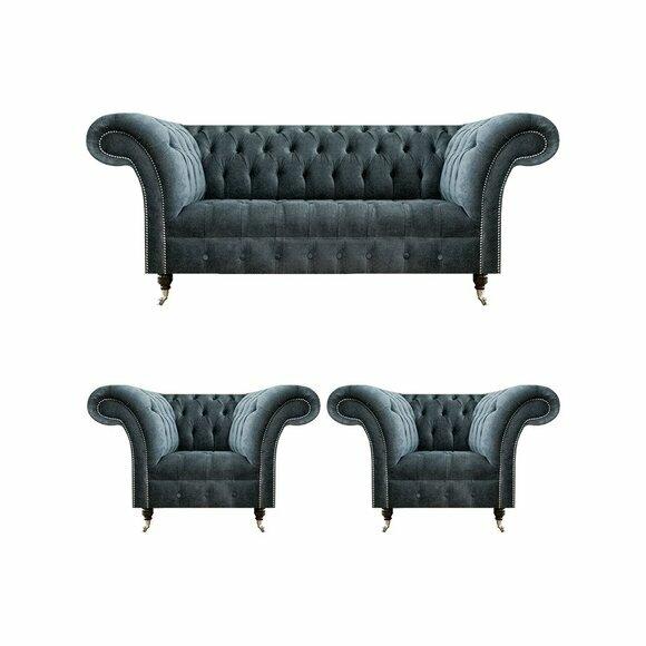 Stilvolle Chesterfield Couchgarnitur Designer Polstersofas 2x Sessel