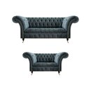 Edle Graue Chesterfield Sitzgarnitur Moderne Polstercouchen 2tlg Set