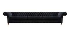 Schwarzer Chesterfield Dreisitzer Sofa Luxuriöse Wohnzimmer Couchen