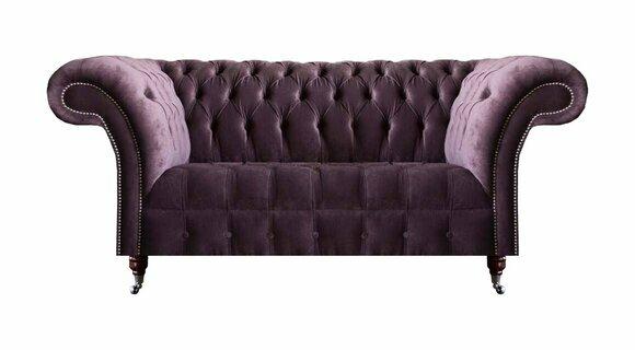 Schicker Chesterfield Lila Dreisitzer Wohnzimmer Polstercouch Edle Möbel