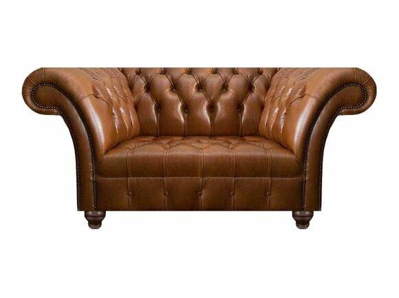 Brauner Chesterfield Leder Zweisitzer Designer Kunstleder 2-Sitzer Sofa