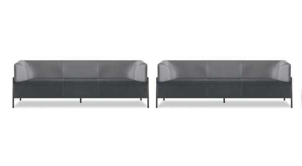 Schwarze Arbeitszimmer Sitzgarnitur Edler Wartezimmer 3-Sitzer 2tlg Set