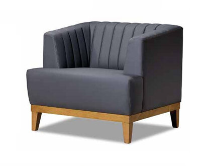 Grauer Clubsessel Designer Stoffsessel Edler Wohnzimmer Ohrensessel