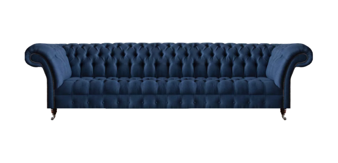 Edler Chesterfield Blauer Polster Viersitzer Wohnzimmer Couchen Sofas