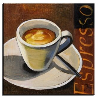 Espresso Handarbeit Ölbilder Gemälde Leinwand Ölbild Bild Bilder G16221