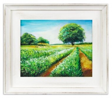 „Feld mit Baum“ Handarbeit Ölbilder Gemälde Leinwand Ölbild Bild G16148