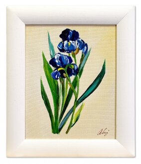 Blaue Iris Handarbeit Ölbilder Gemälde Leinwand Ölbild Bild Bilder G04280