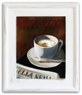 Cappuccino Moment Handarbeit Ölbilder Gemälde Leinwand Ölbild Bild G14977