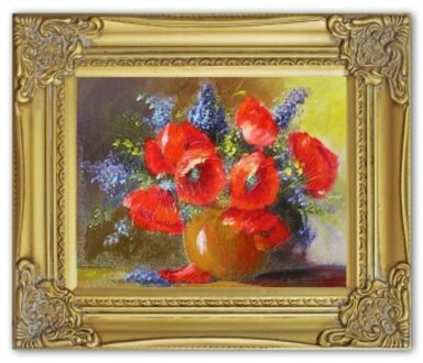 Rote Blumen Handarbeit Ölbilder Gemälde Leinwand Ölbild Bild G05395