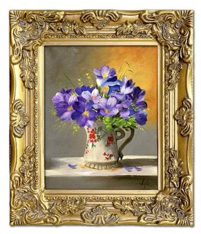 "Violettblüten im Krug" Handarbeit Ölbilder Gemälde Leinwand G120071