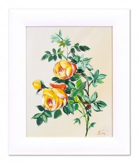„Gelbe Rosen“ Handarbeit Ölbilder Gemälde Leinwand Ölbild Bild G04278