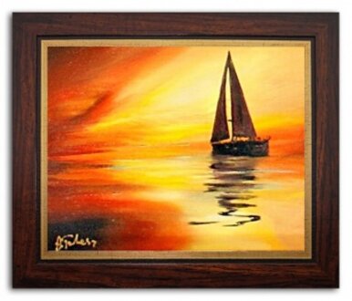 Segelboot im Sonnenuntergang Handarbeit Ölbilder Gemälde Leinwand G15756