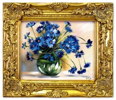 Blauer Blumengruß Handarbeit Ölbilder Gemälde Leinwand Ölbild Bild G16165