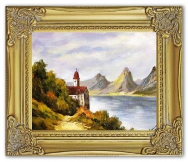 "Idylle am See" Handarbeit Ölbilder Gemälde Leinwand Ölbild Bild G15089