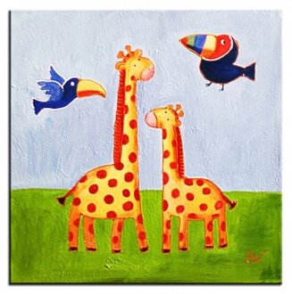 „Giraffenfreunde“ Handarbeit Ölbilder Gemälde Leinwand Ölbild Bild G04053