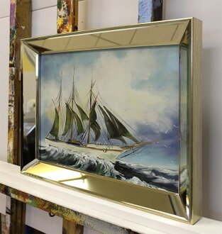 Segelschiff im Sturm Handarbeit Ölbilder Gemälde Leinwand Ölbild G118090
