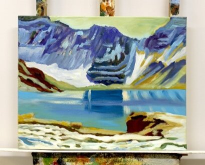 "Bergsee" Handarbeit Ölbilder Gemälde Leinwand Ölbild Bild Bilder G117407