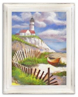 Leuchtturm am Meer Handarbeit Ölbilder Gemälde Leinwand Ölbild G15328