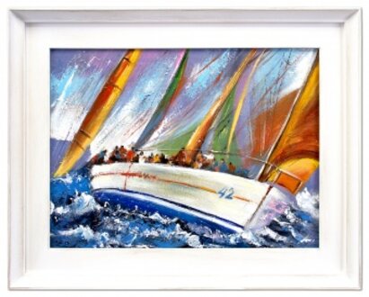 Regatta im Wind Handarbeit Ölbilder Gemälde Leinwand Ölbild Bild G15820