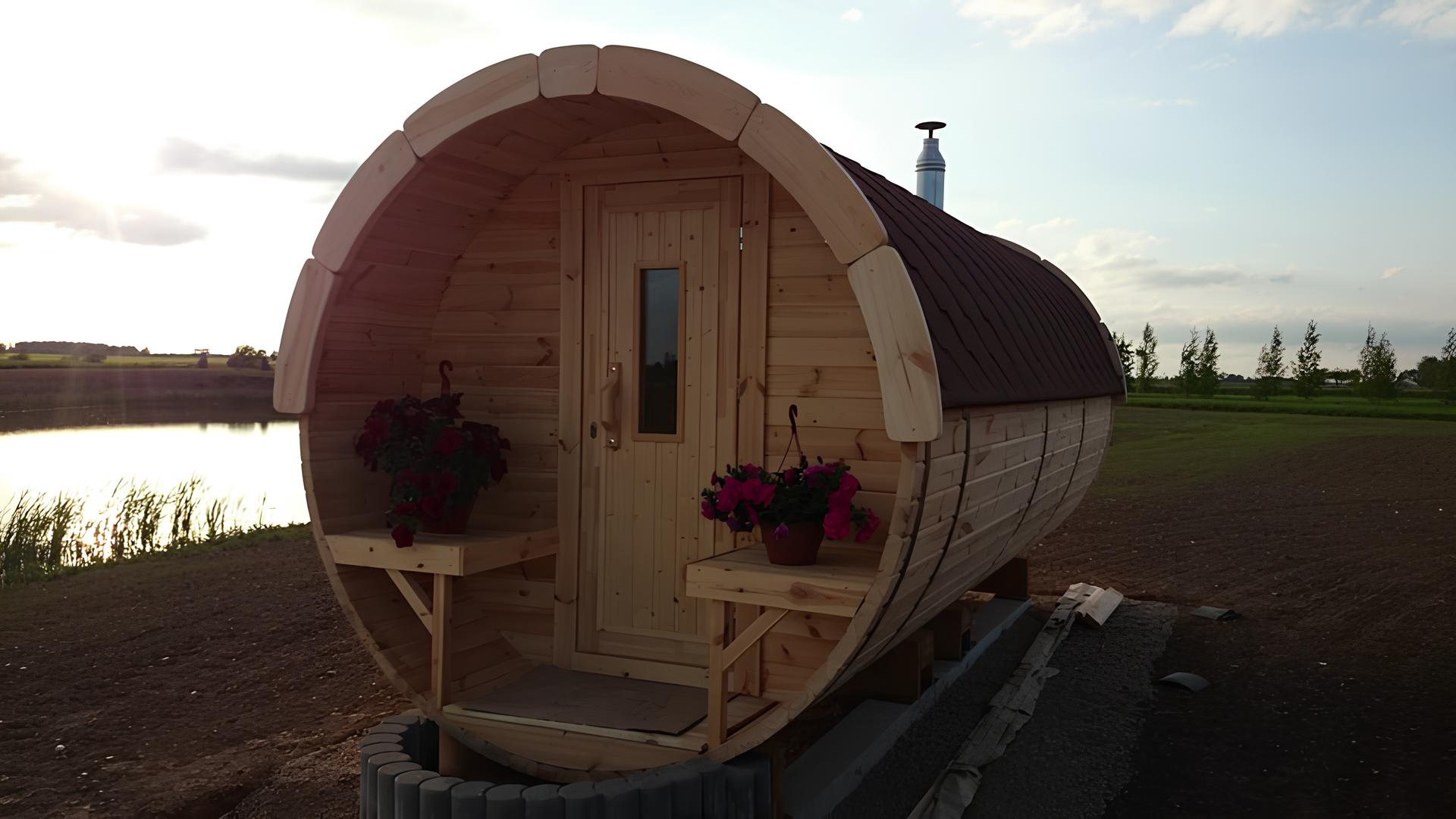 Sauna Fass Holzsauna 590 x Ø 1,97 m Fasssauna Saunafass Gartensauna Saunas