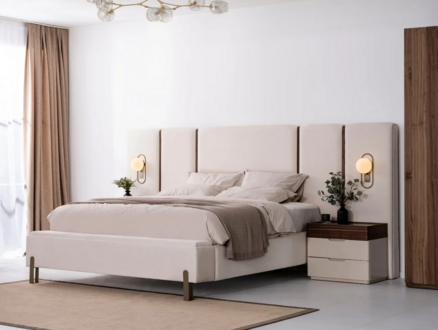 Exklusives Schlafzimmer Set Designer Polster Bett 2x Nachttische 3tlg