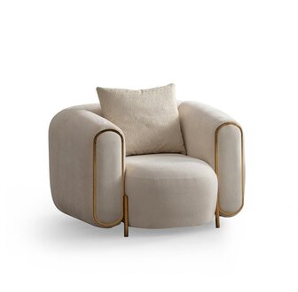 Luxus Sessel Beige Wohnzimmer Stil Polsterung Textil Lounge Modern