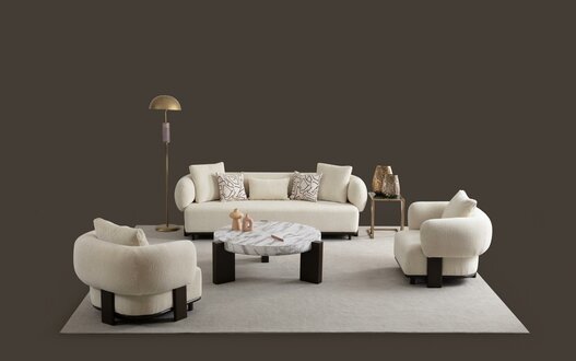 Sofa 2x Set 3 Sitzer Sessel Weiß Design Modernes Wohnzimmer Set Sofagarnitur