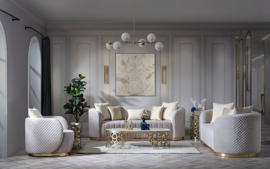 Set Sofa 3 Sitzer Polstersofa beige Textil Sitz Design Couch Sofas Stoff Modern