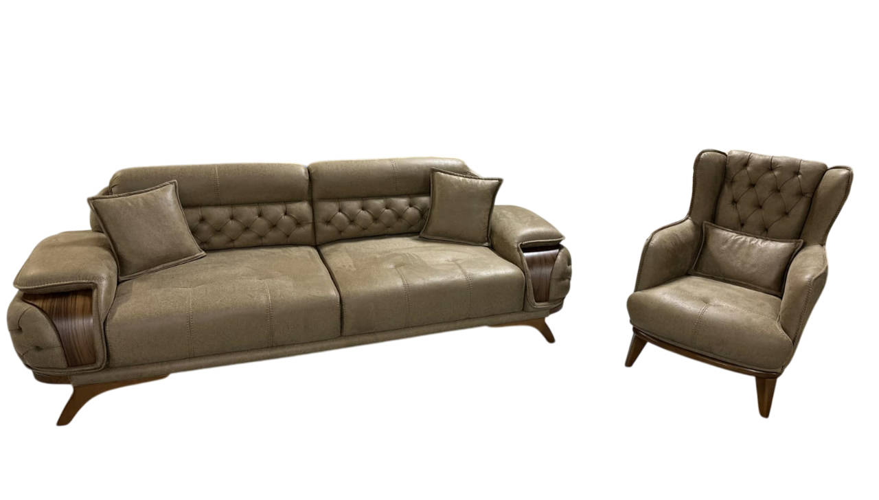 Modernes Sofa Set 3+1 Braun  Stilvolle Eleganz für Ihr Wohnzimmer Sofort