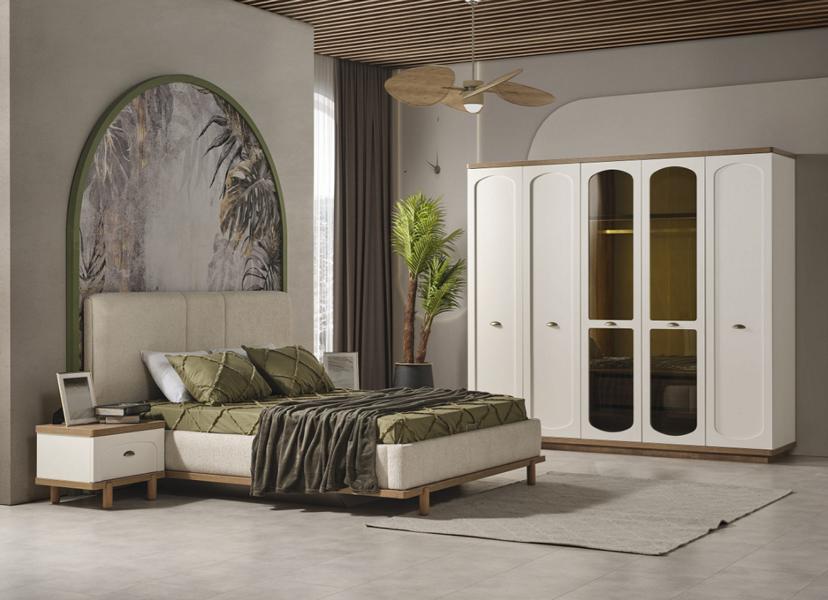 Betten Schlafzimmer Komplettes Bett 2x Nachttische Kleiderschrank Modern