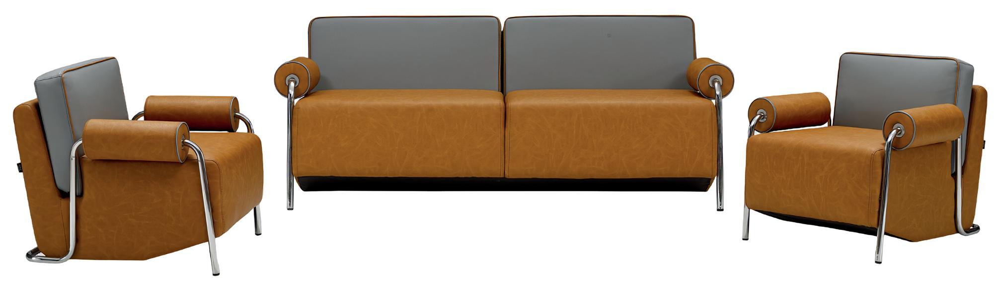 Wohnzimmer Sofagarnitur 2+1+1 Sitzer Sessel Design Luxus Leder Modern Eleganz