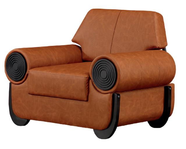 Sessel Orange Polster Modern Holz Luxus Wohnzimmer Einfarbig Ästhetik Eleganz
