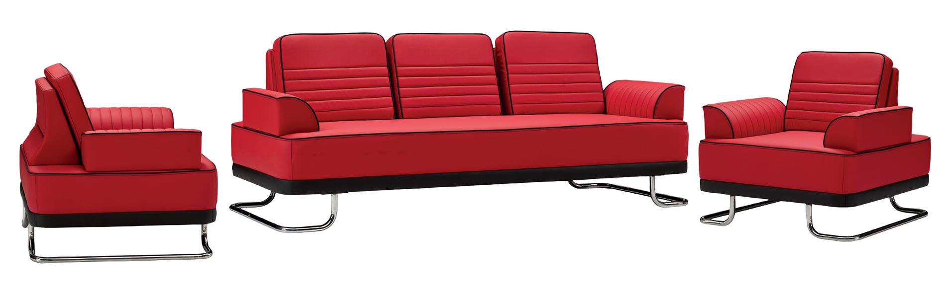 Set 3tlg Sofagarnitur 3+1+1 Sitzer Leder Sessel Wohnzimmer Exzellenz Ästhetik