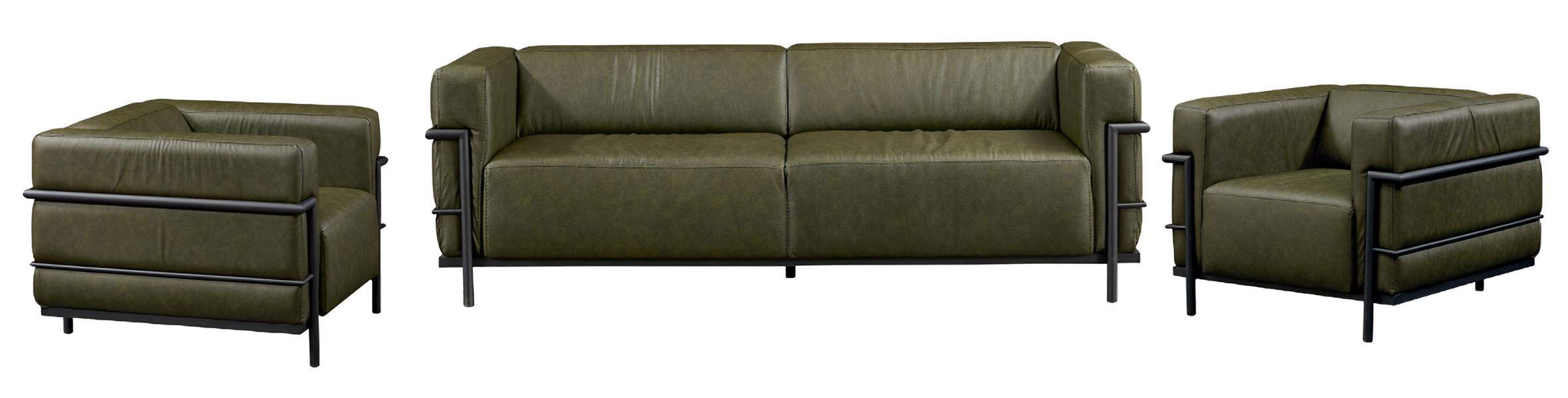 Wohnzimmer Sofagarnitur 3+1+1 Sitzer Leder Sofa Sessel Polster Garnitur 3tlg Neu