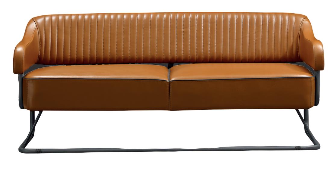 Sofa 3 Sitzer JV Möbel Wohnzimmer Einfarbig Design Couch Leder Holz Modern Sofa