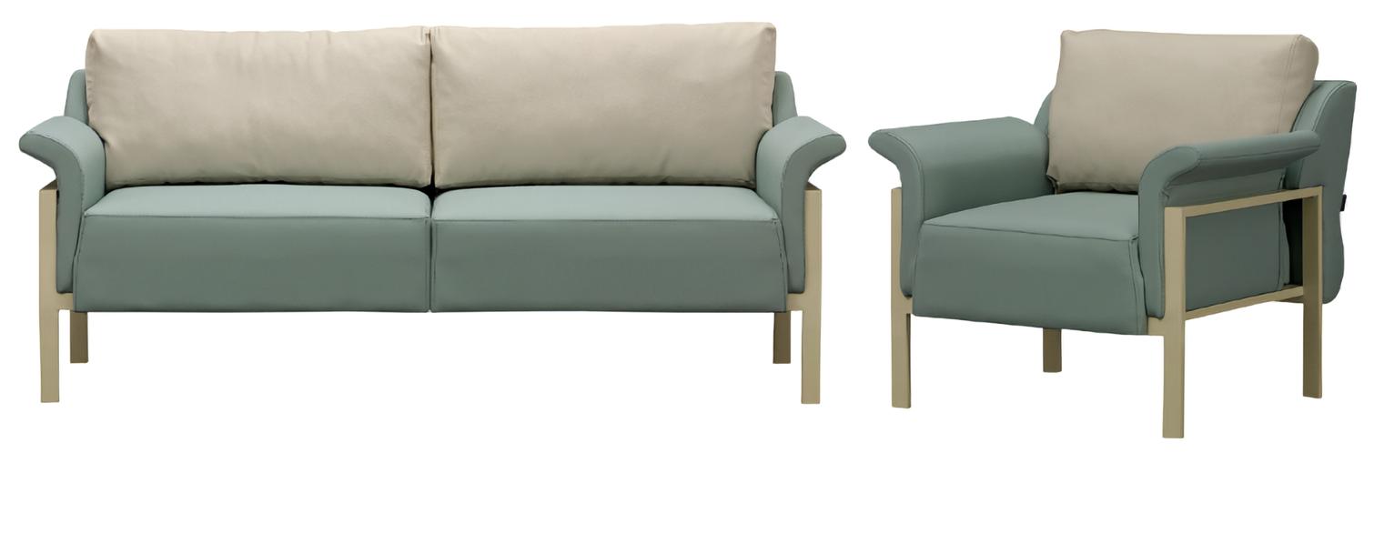 Luxus Sofagarnitur 3+1 Sitzer Sessel Wohnzimmer Gruppe Sofa Leder Modern Couch